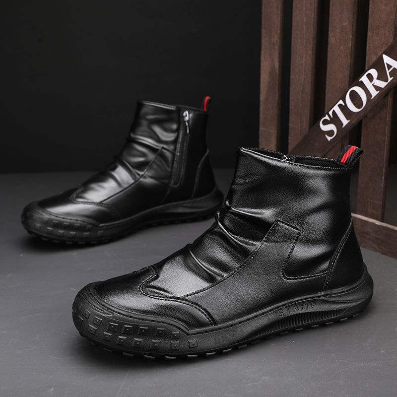 ShoeGlobe ShoeGlobe Automne 2025 Nouveauté Chaussures de travail pour hommes, résistantes à l'usure, antidérapantes, montantes, imperméables, idéales pour le sport et la randonnée_voghion.com