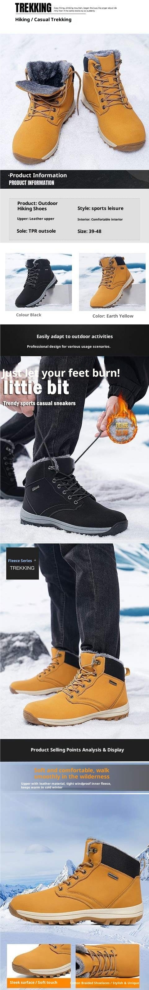 ShoeGlobe invernali con fodera in pile, caldi stivali da neve, antiscivolo, resistenti all'usura, impermeabili, scarpe da trekking e arrampicata all'aperto, da uomo_voghion.com