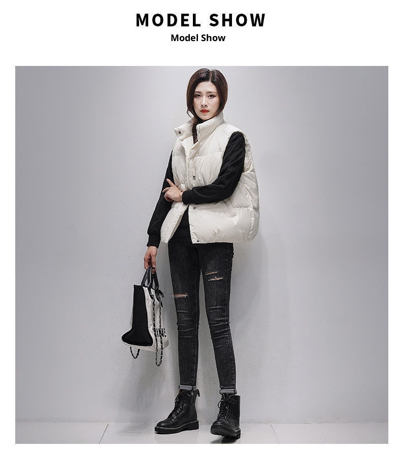 Doudoune ChicShe Petite pour femme, collection hiver 2025, col montant, duvet de canard blanc, coupe courte et ample, idéale pour l'hiver._voghion.com