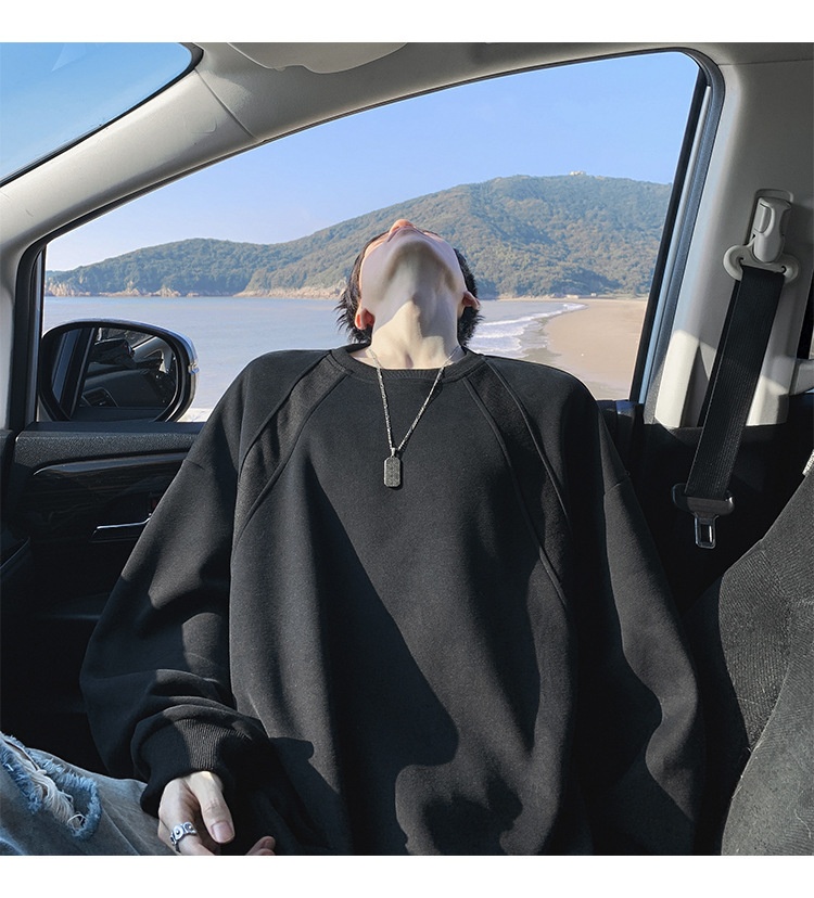 Sweat-shirt ample et épais pour homme, style américain, col rond, coupe classique tendance, idéal pour le printemps et l'automne._voghion.com