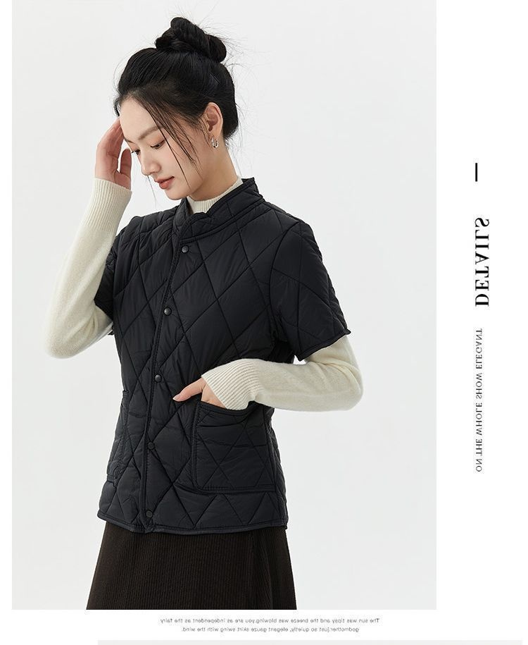 ChicShe Women's Short Jacket Lightweight Coat Autumn Winter Warm Clothing Mid-Sleeve Base Layer Down Cotton Liner Inner Wear_voghion.com