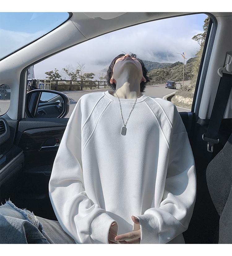 Sweat-shirt ample et épais pour homme, style américain, col rond, coupe classique tendance, idéal pour le printemps et l'automne._voghion.com