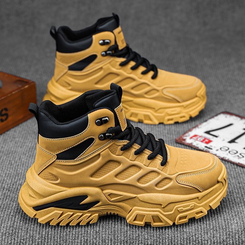 ShoeGlobe Men's Autumn New Outdoor Hiking Sports Waterproof Non-Slip Construction Work Military Style Safety Shoes_voghion.com