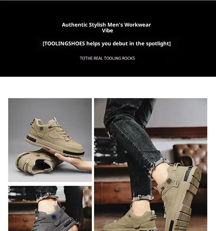 ShoeGlobe Spring Workwear Martin Boots Men's Waterproof Non-Slip Wear-Resistant Construction Site Sports Hiking Office Work Safety_voghion.com