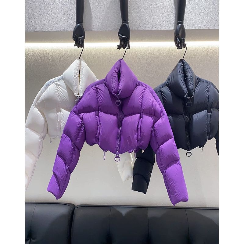 ChicShe Fashion Winter New Floral Roll Niche Designer Light Duck Short Thickened Down Jacket For Petite Women_voghion.com