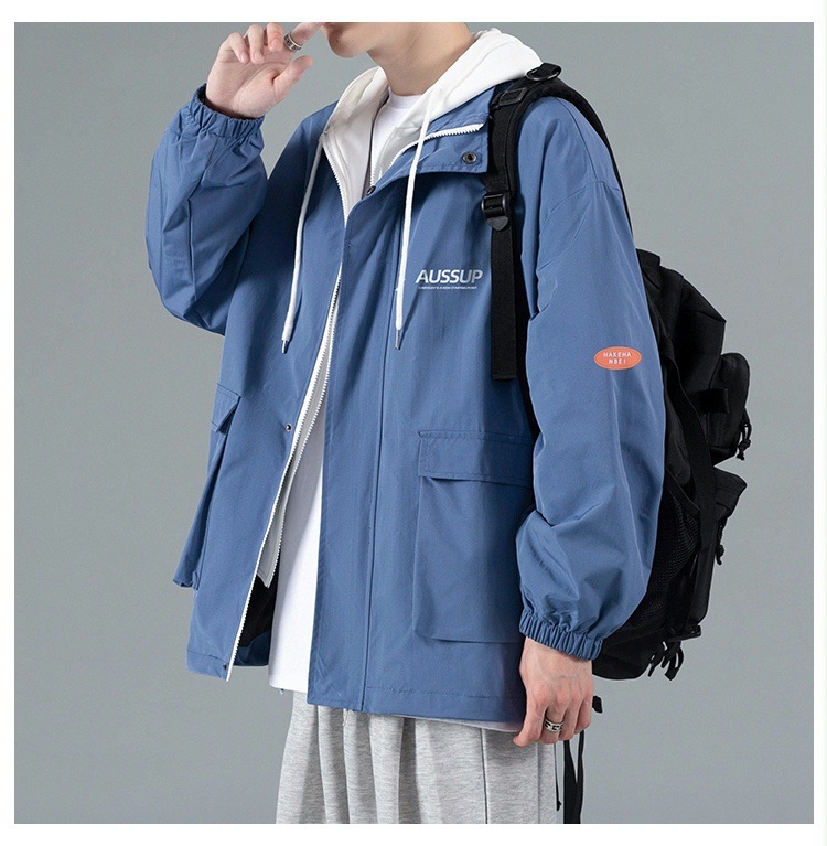 001 Herbstlicher zweiteiliger Herren-Windbreaker, lässiger Sportanzug mit lockerer Passform_voghion.com