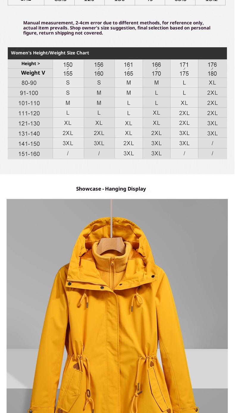 Giacca impermeabile antivento trench di media lunghezza da donna ActiveGo, modello invernale 3 in 1, molto venduta oltre confine_voghion.com