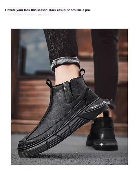 ShoeGlobe, stivali da trekking sportivi casual da uomo, impermeabili, antiscivolo, resistenti all'usura, retrò, stile britannico, autunnali, inodore_voghion.com