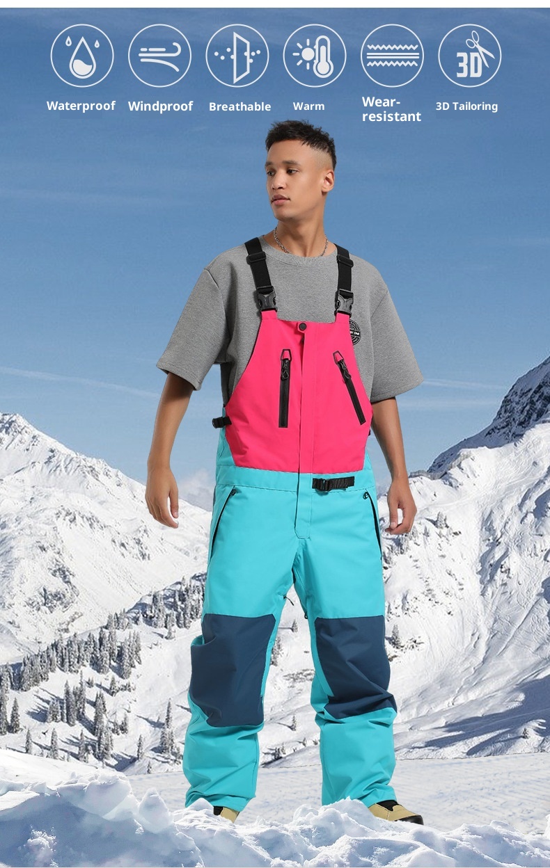 Salopette de snowboard femme style 001, coupe-vent, imperméable, respirante, vêtement de travail chaud pour l'extérieur, pantalon de ski une pièce pour homme._voghion.com