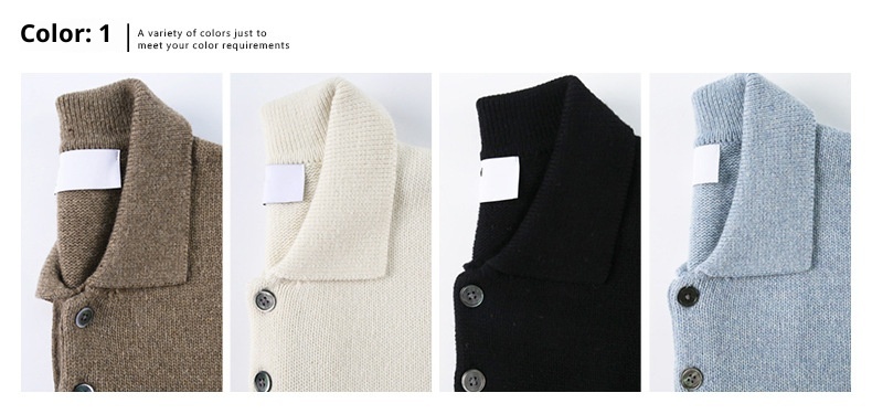 1 maglione da uomo in maglia stile Hong Kong, versatile, casual, coreano, tinta unita, con colletto polo autunnale_voghion.com