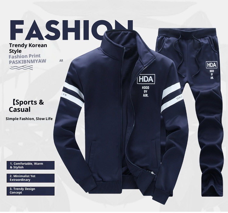 001 Nuovo set da uomo HDA primavera casual con colletto alla coreana e maniche lunghe, felpa sportiva alla moda, giacca alla moda_voghion.com
