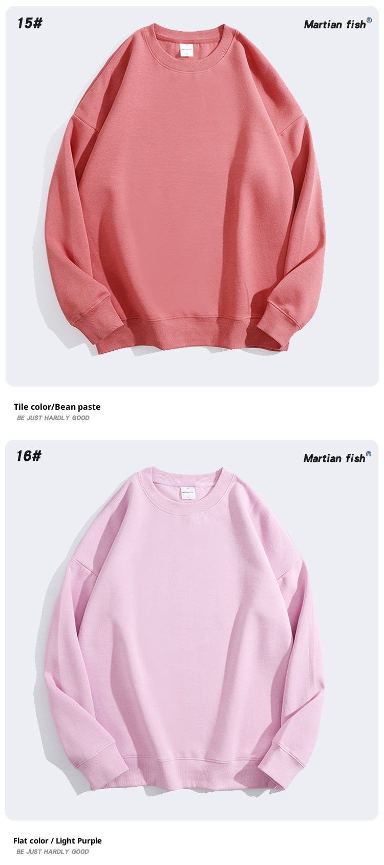 Sudadera unisex oversize de algodón saludable de 300 g, color liso, cuello redondo y hombros caídos. Ideal para padres e hijos._voghion.com