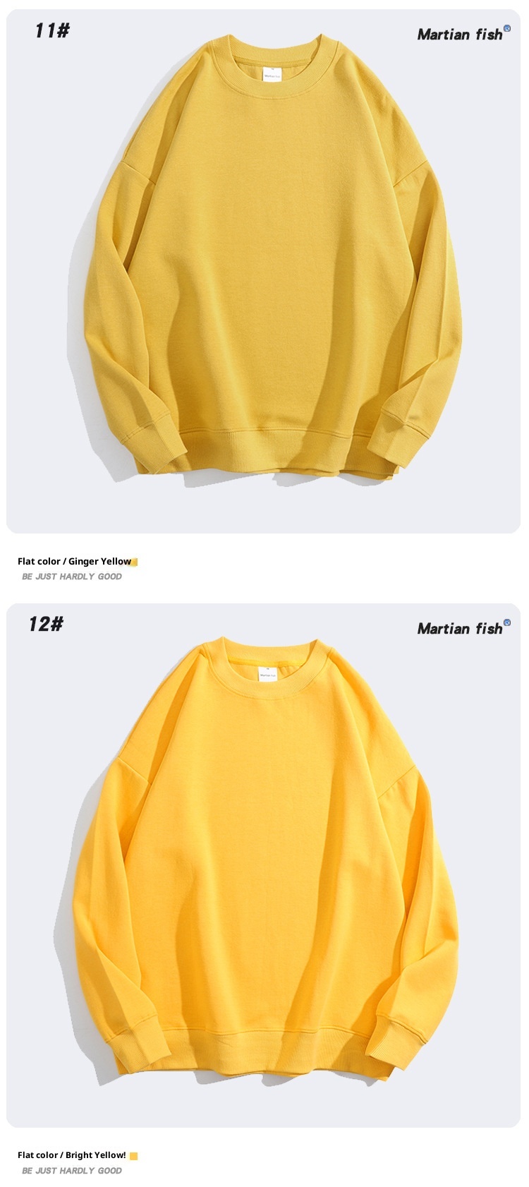 Sudadera unisex oversize de algodón saludable de 300 g, color liso, cuello redondo y hombros caídos. Ideal para padres e hijos._voghion.com