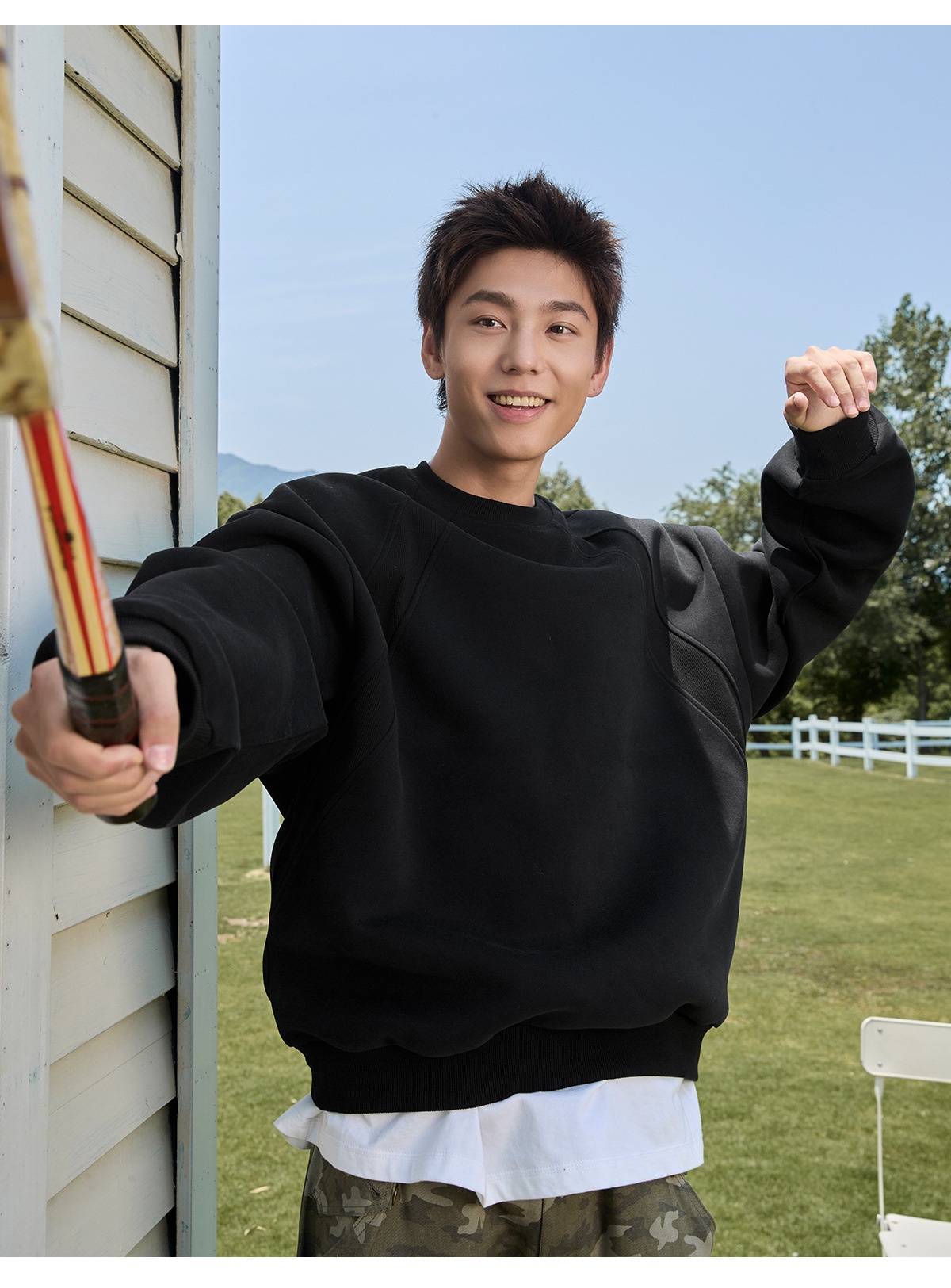 Sweat-shirt à col rond épais en patchwork de coton spatial pour homme, automne, marque tendance, coupe carrée, pull décontracté_voghion.com