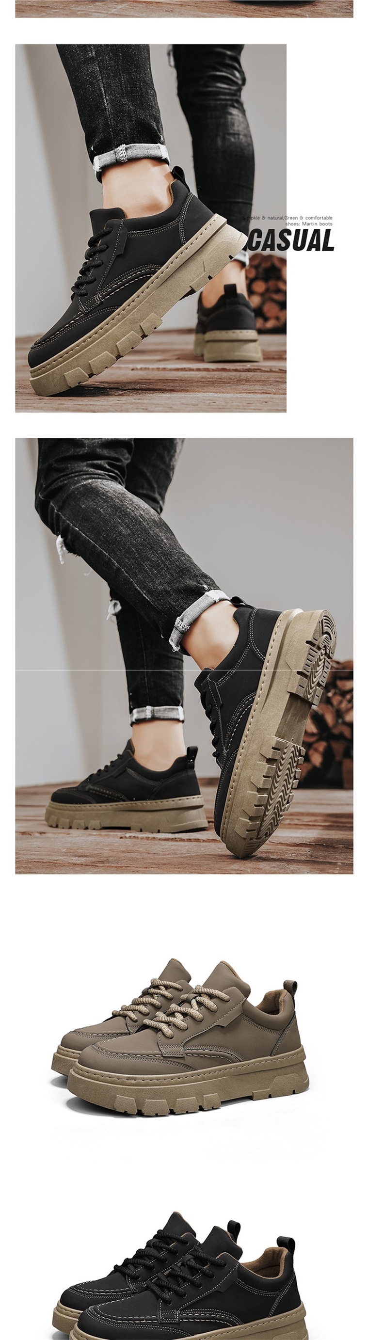 ShoeGlobe Herbst Wasserdichte, rutschfeste und abriebfeste Arbeitsschuhe für Herren, Freizeitschuhe mit dicker Sohle, Wanderschuhe, Martin-Stiefel_voghion.com