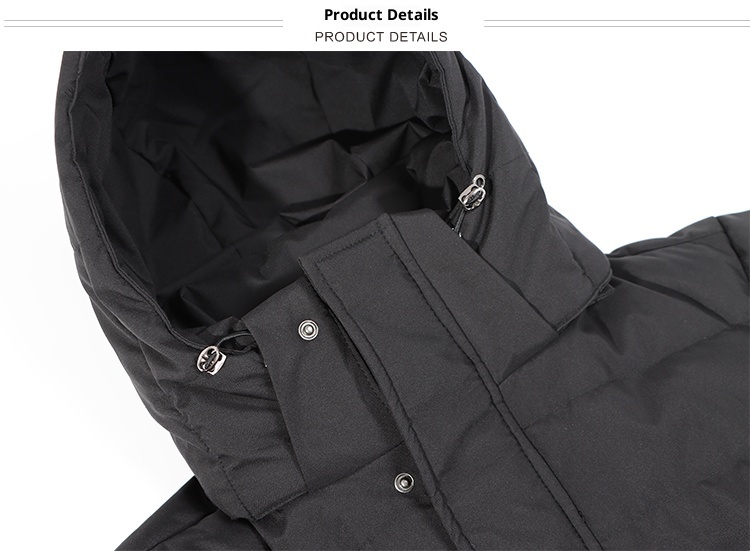 Doudoune ChicShe Zhongxi noire pour femme, extra longue, au-dessus du genou, épaisse, coupe ample, capuche amovible, nouveau modèle 2024._voghion.com