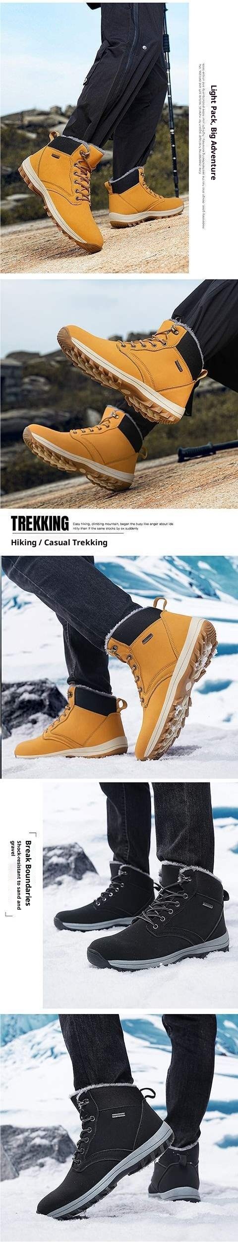 ShoeGlobe invernali con fodera in pile, caldi stivali da neve, antiscivolo, resistenti all'usura, impermeabili, scarpe da trekking e arrampicata all'aperto, da uomo_voghion.com