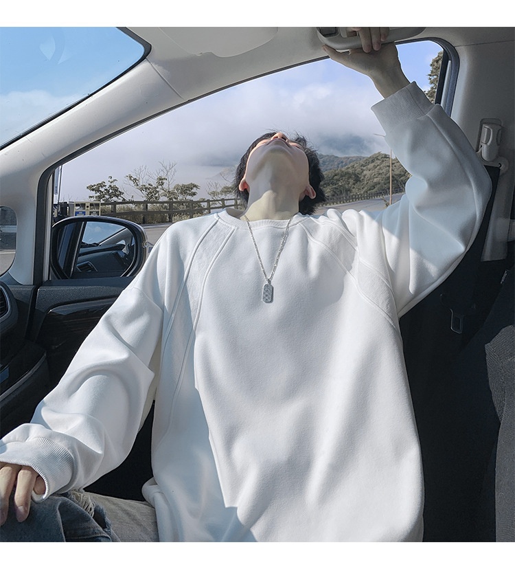 Sweat-shirt ample et épais pour homme, style américain, col rond, coupe classique tendance, idéal pour le printemps et l'automne._voghion.com