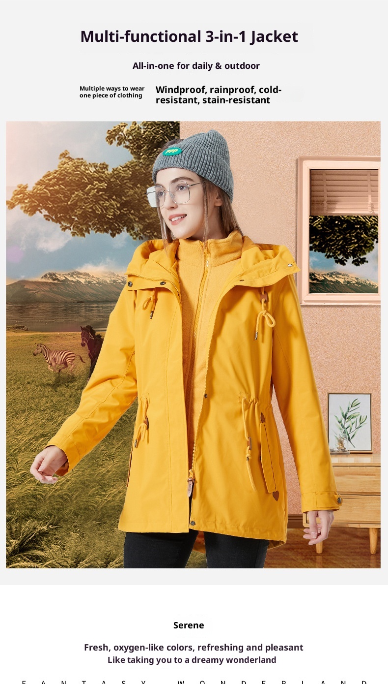 Giacca impermeabile antivento trench di media lunghezza da donna ActiveGo, modello invernale 3 in 1, molto venduta oltre confine_voghion.com