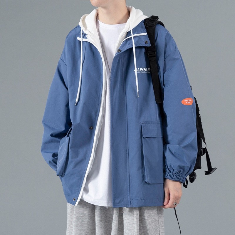 001 Herbstlicher zweiteiliger Herren-Windbreaker, lässiger Sportanzug mit lockerer Passform_voghion.com