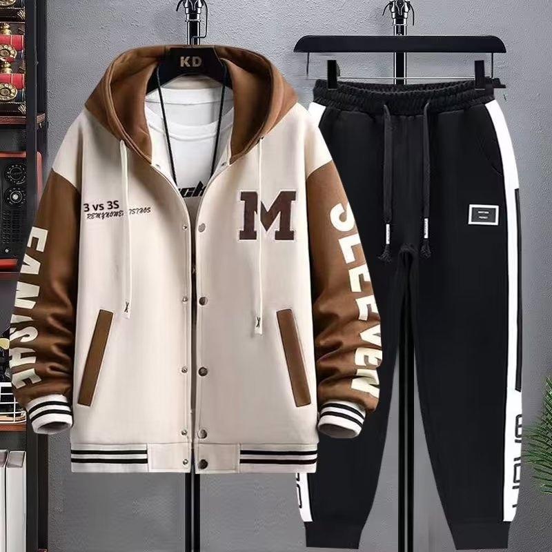 001 Hoodie Cardigan Jacket Large Size Short Sleeve Set Teenagers Spring And Autumn Sports Style For Junior High School_voghion.com