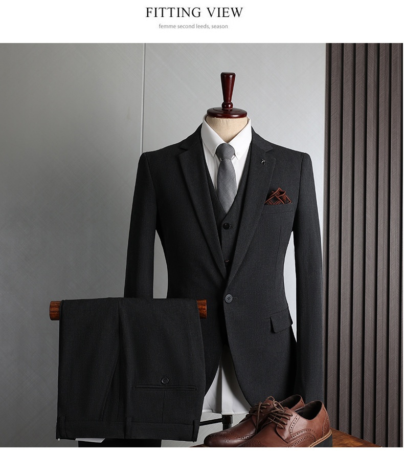boy Spring New Men's Set Korean Style Slim Fit Fashion Wedding Groomsmen Business Professional Formal Suit_voghion.com
