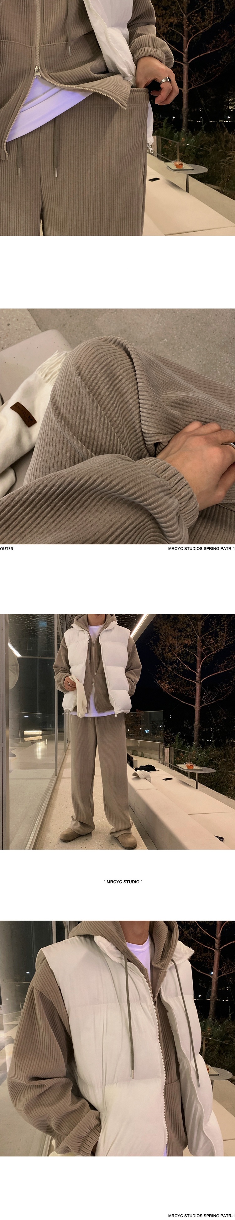 001 MYQ Herbst/Winter Freizeit-Sportanzug für Herren: Lockerer Kapuzen-Cardigan, drapierte, gerade geschnittene lange Hose_voghion.com