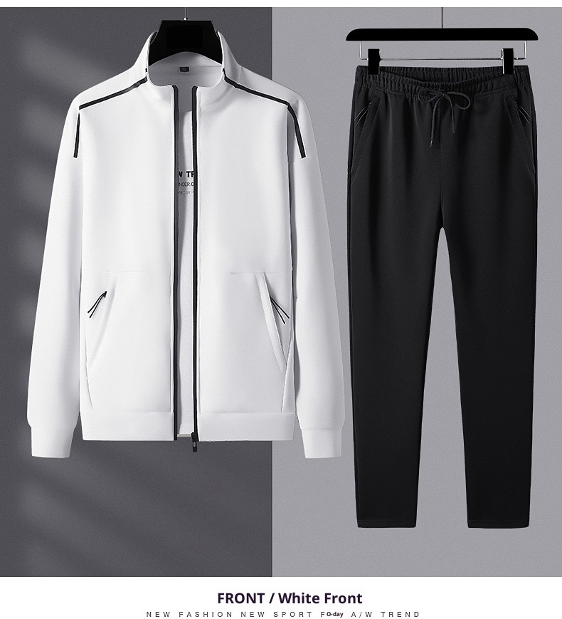 001 Men's Sweashir Spring And Auumn Trendy Plus Size Oversized Sand Collar Cardigan Two-Piece Spors Casual Ouerwear_voghion.com