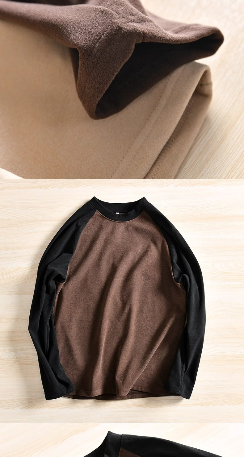 Jungen-Doppelseitiges Thermofleece-Raglan-Langarmshirt für Herren, warmes Patchwork-Farbblock-Shirt für Herbst und Winter_voghion.com