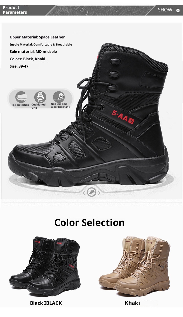 ShoeGlobe Neue Herbst/Winter Herren-Wanderschuhe, schwarz, rutschfest, flacher Absatz, Einheitsgröße, auf Lager, verdickter, hoher Schaft, haftend, vorne_voghion.com