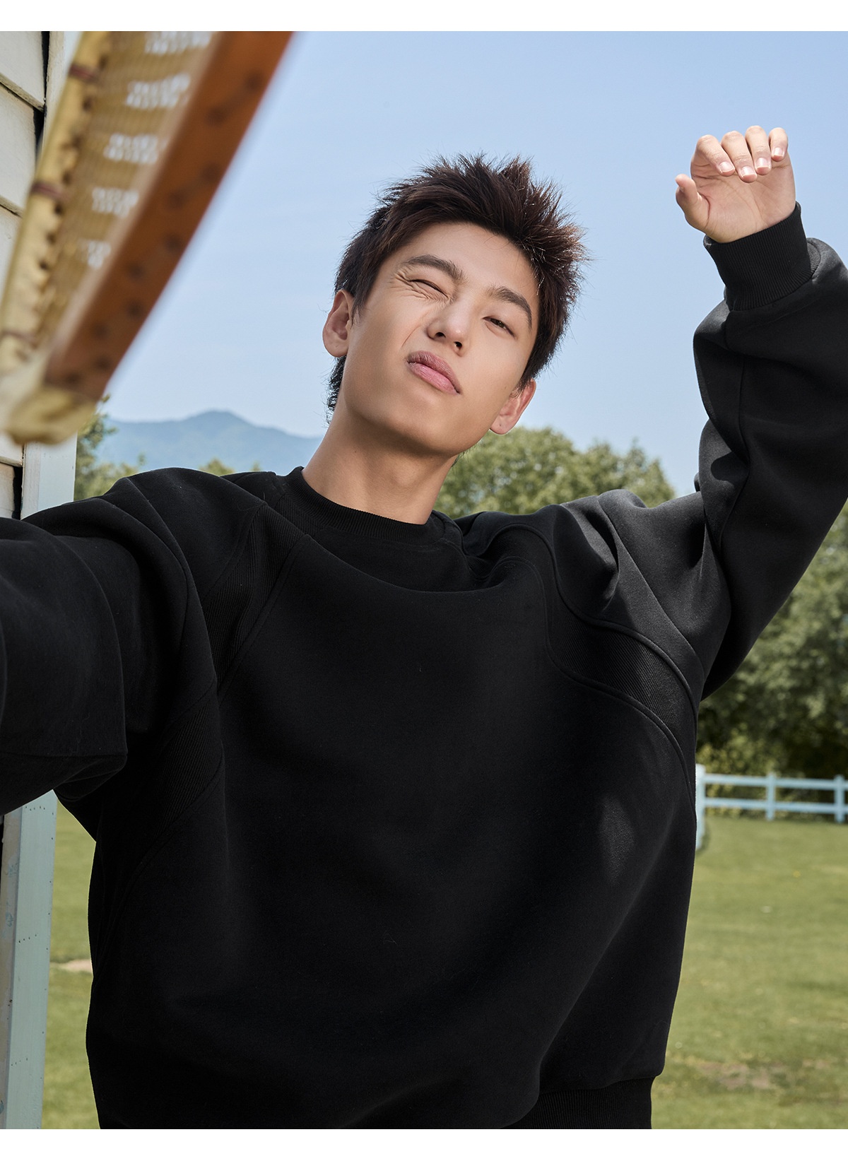 Sweat-shirt à col rond épais en patchwork de coton spatial pour homme, automne, marque tendance, coupe carrée, pull décontracté_voghion.com