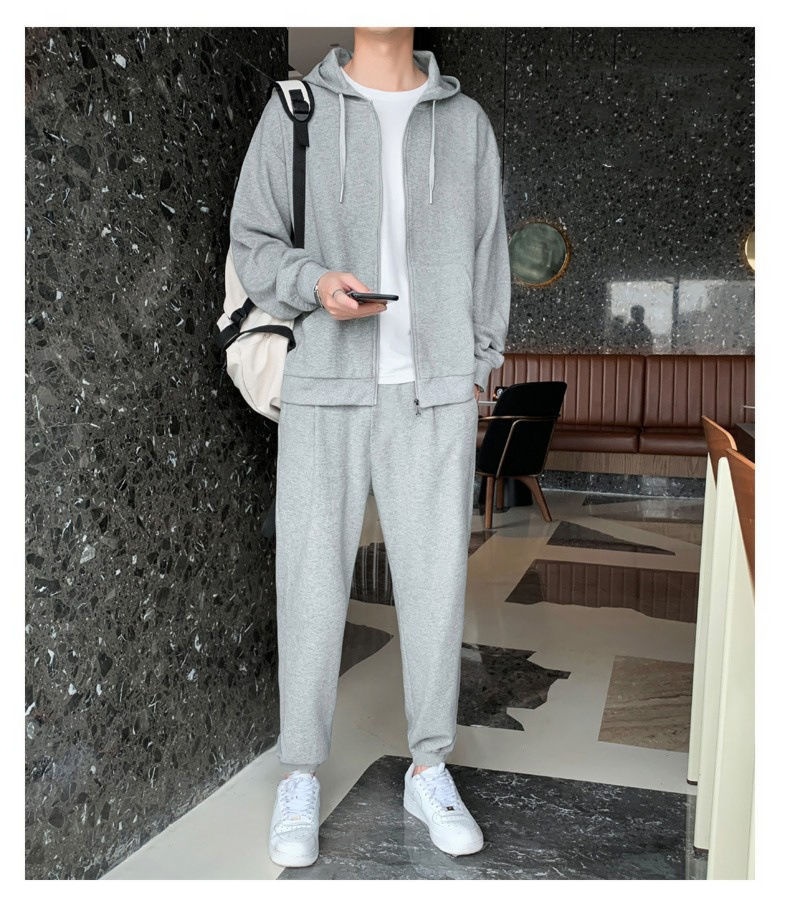 001 Sportlicher Winteranzug, neue Mode, lockerer Kapuzenanzug, dünn, für Herren, Cross-Border-Bekleidung_voghion.com