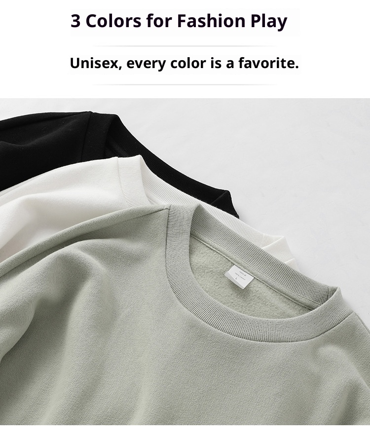 Boy Herren-Sweatshirt in Übergröße, lockere Passform, überschnittene Schultern, lange Ärmel, Rundhalsausschnitt, einfarbig, aus reiner Baumwolle, lockere Passform, Oversize-Schnitt, Rundhalsausschnitt, einfarbig._voghion.com