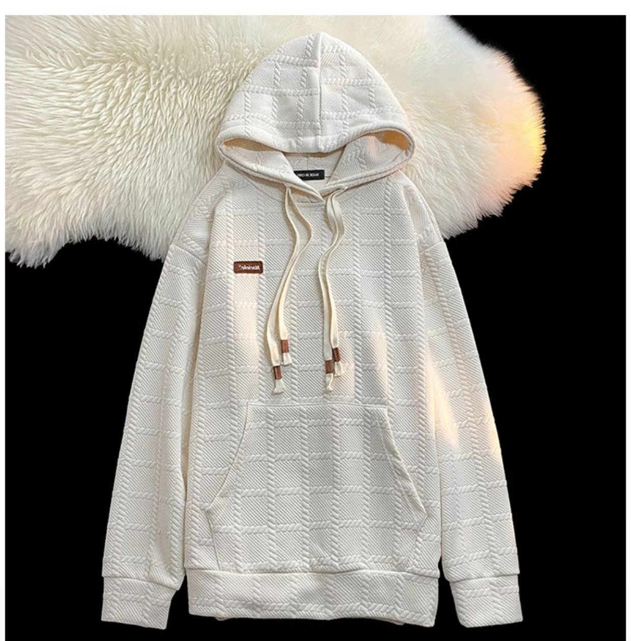 Felpa con cappuccio da uomo, stile primaverile, alla moda, tinta unita, pesante, a maniche lunghe, autunno e inverno_voghion.com