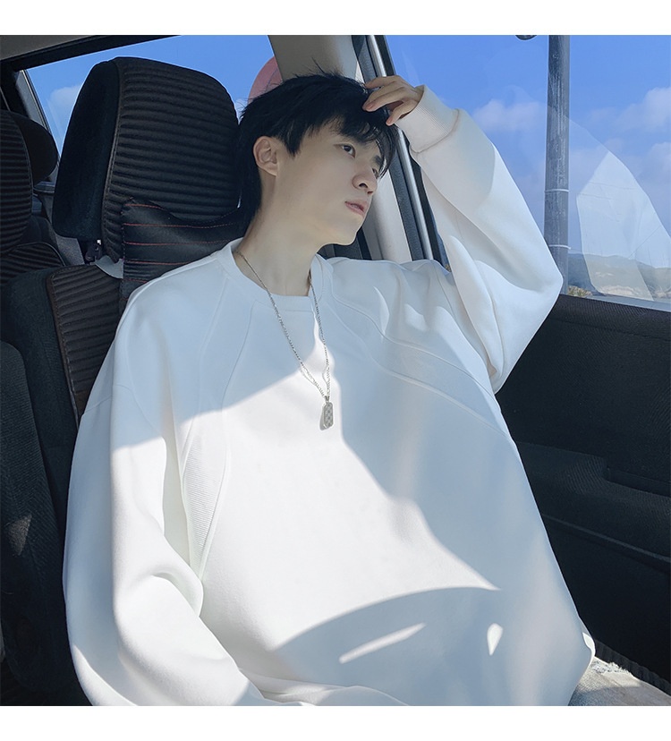 Sweat-shirt ample et épais pour homme, style américain, col rond, coupe classique tendance, idéal pour le printemps et l'automne._voghion.com