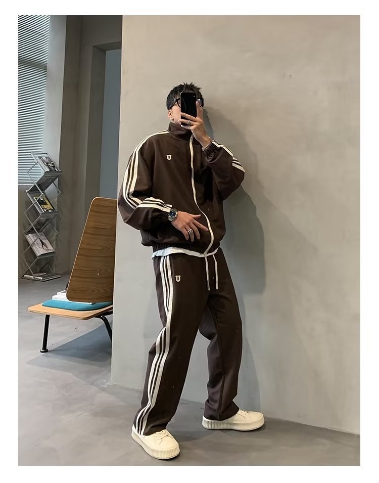 001 2024 Giacca casual invernale da uomo, stile coreano, alla moda, con colletto alla coreana, stile due pezzi, stile sportivo per studenti_voghion.com