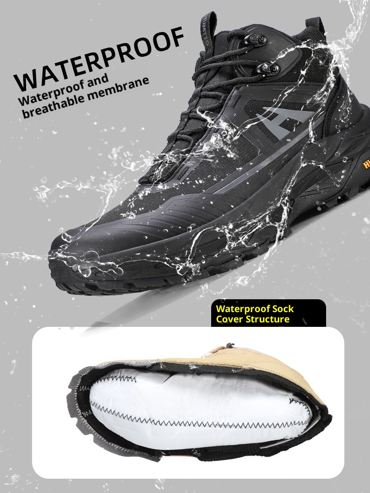 ShoeGlobe Hantu Regenstiefel für Herren, leichte, atmungsaktive, rutschfeste, abriebfeste und wasserdichte Herbstschuhe mit dicker Sohle für den Außenbereich_voghion.com
