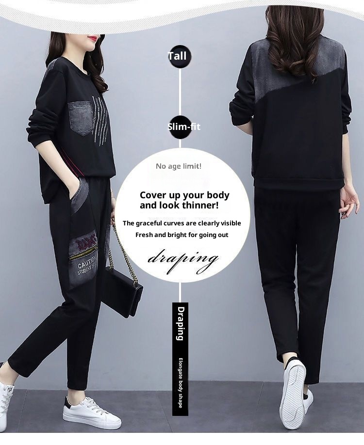 001 2025 Autumn New Large Size Loose Printed Set For Women Korean Style Casual Sportswear Two-Piece Trendy Export_voghion.com