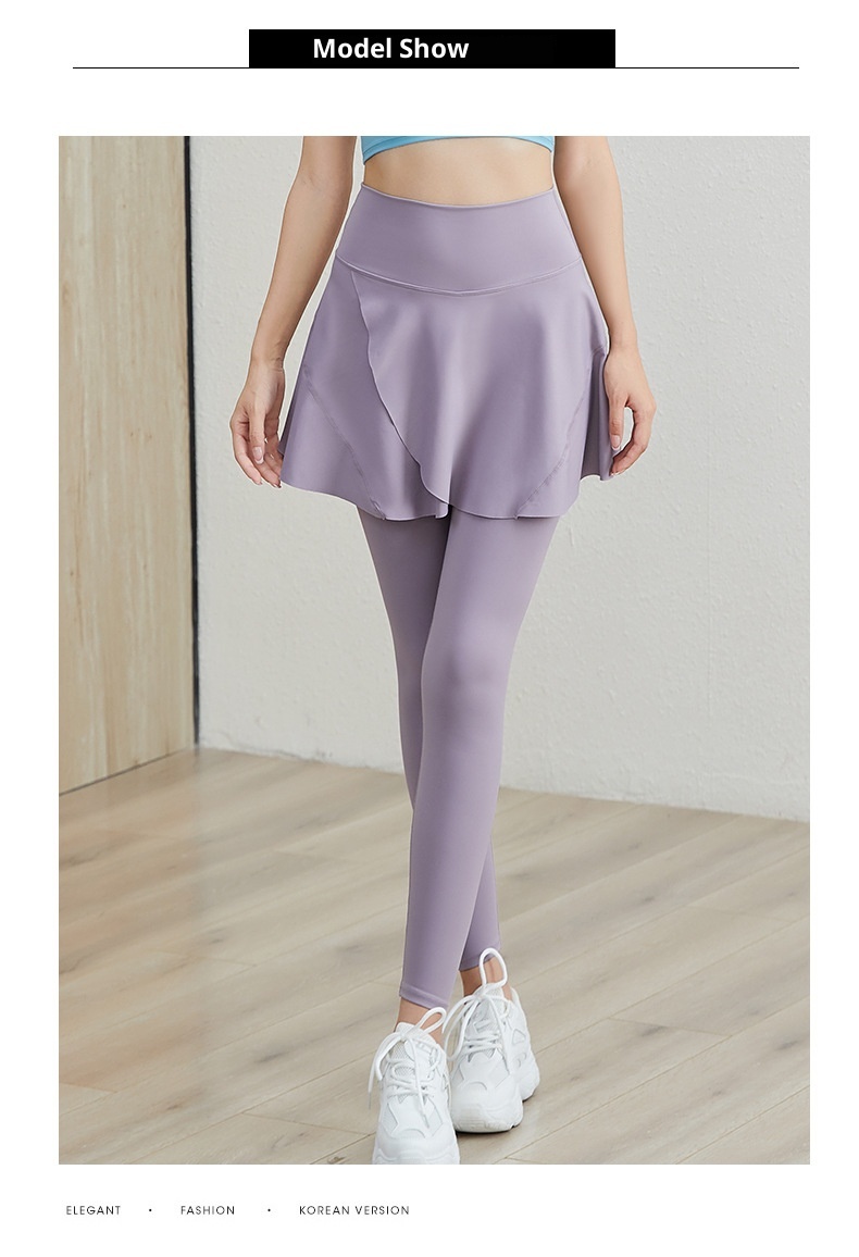 ActiveGo ActiveGo Yoga Peach Hip High Waist Elastic Tummy Control Running Fitness Covering Flaws Ruffled Outdoor Sports Dance Skirt Pants_voghion.com
