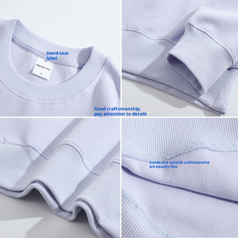 Sudadera unisex oversize de algodón saludable de 300 g, color liso, cuello redondo y hombros caídos. Ideal para padres e hijos._voghion.com