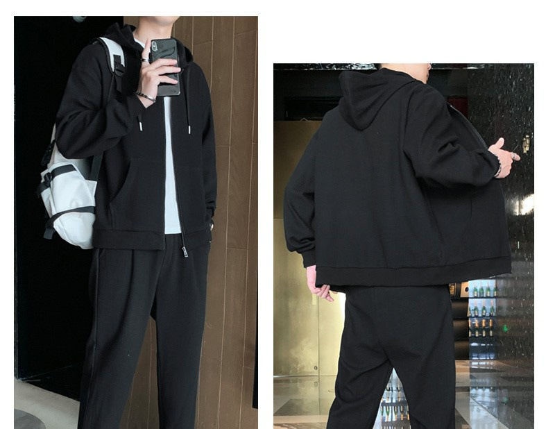 001 Sportlicher Winteranzug, neue Mode, lockerer Kapuzenanzug, dünn, für Herren, Cross-Border-Bekleidung_voghion.com