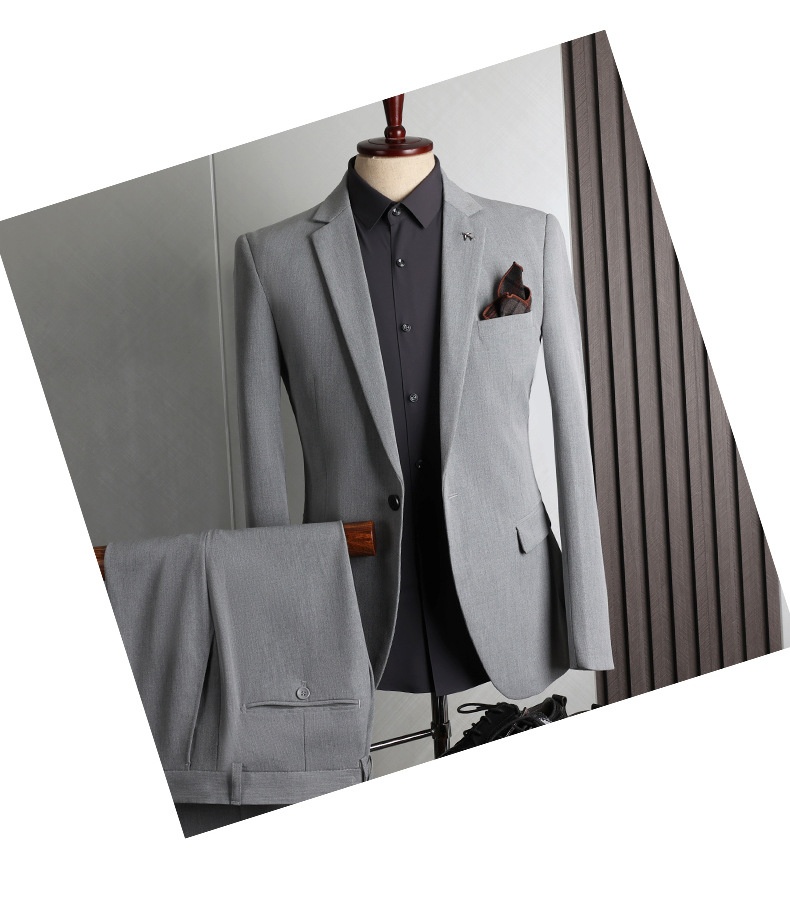 boy Spring New Men's Set Korean Style Slim Fit Fashion Wedding Groomsmen Business Professional Formal Suit_voghion.com