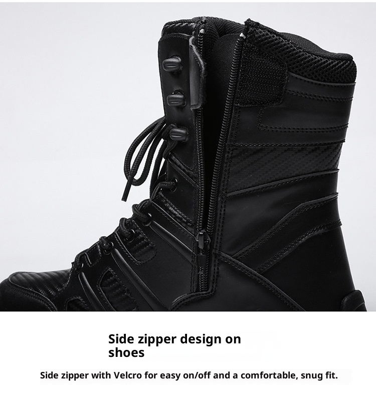 ShoeGlobe Neue Herbst/Winter Herren-Wanderschuhe, schwarz, rutschfest, flacher Absatz, Einheitsgröße, auf Lager, verdickter, hoher Schaft, haftend, vorne_voghion.com