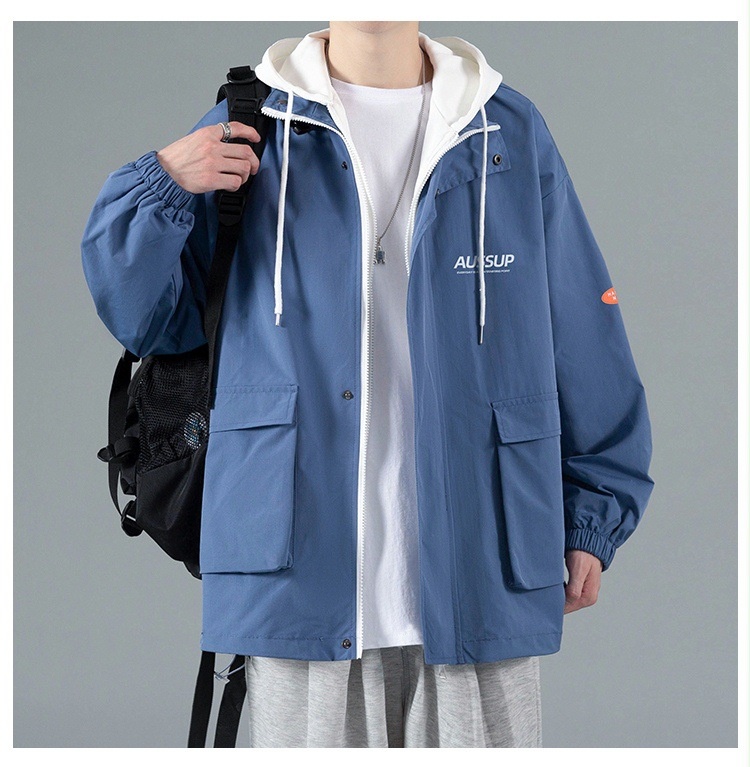 001 Herbstlicher zweiteiliger Herren-Windbreaker, lässiger Sportanzug mit lockerer Passform_voghion.com