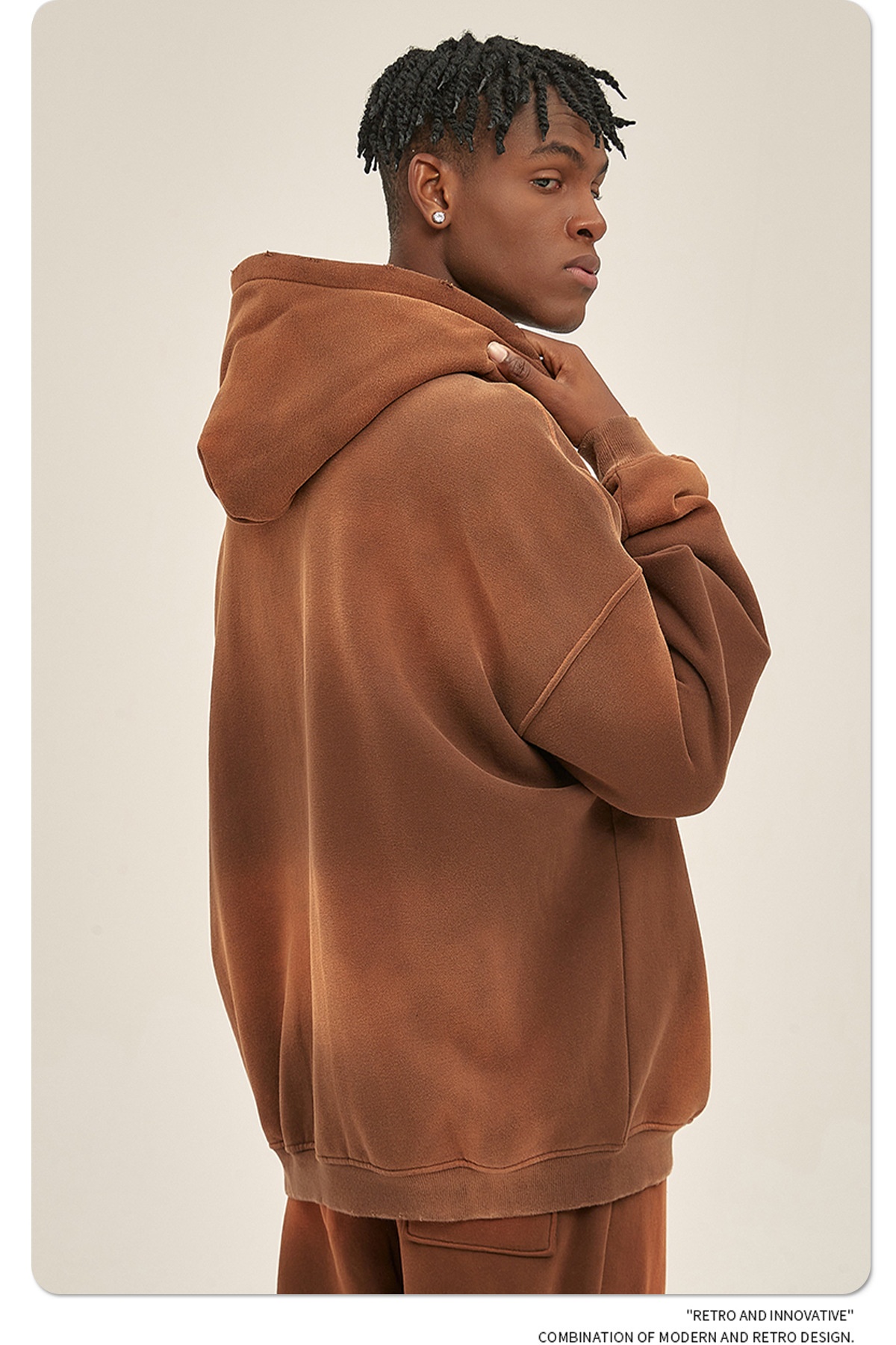 Abbigliamento da uomo ARTIE | Autunno Inverno 2025 Nuovo Colore Solido Foderato in Pile Ispessito 360g Tinto a Spruzzo Vintage Con Cappuccio_voghion.com