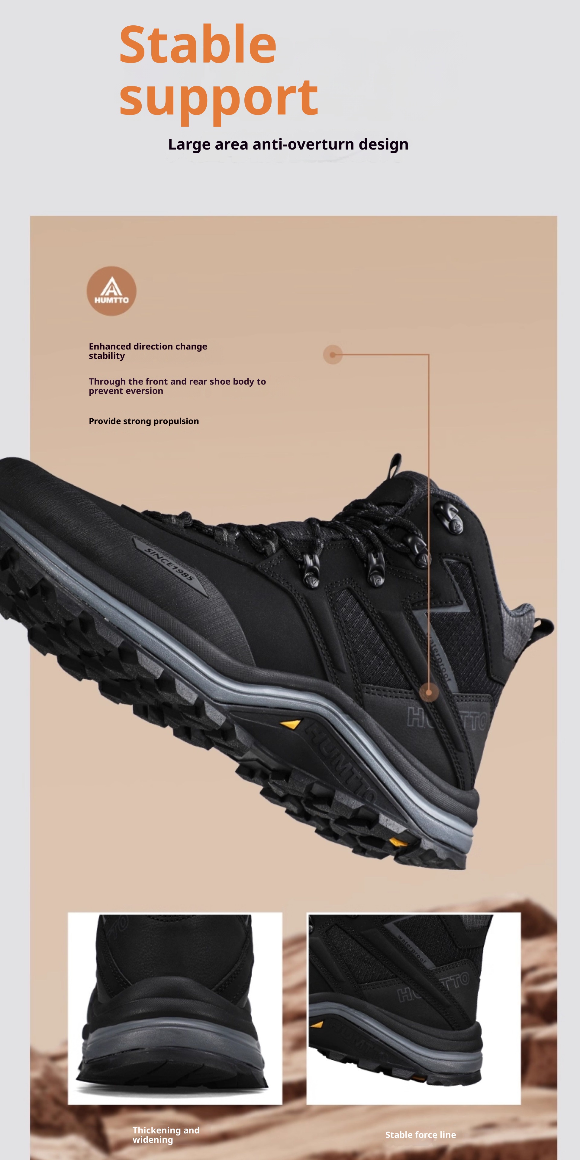 ShoeGlobe Hantu Waterproof Men's New Outdoor Non-Slip Shock Absorption Sports Rainproof Wear-Resistant Hiking Mountaineering_voghion.com