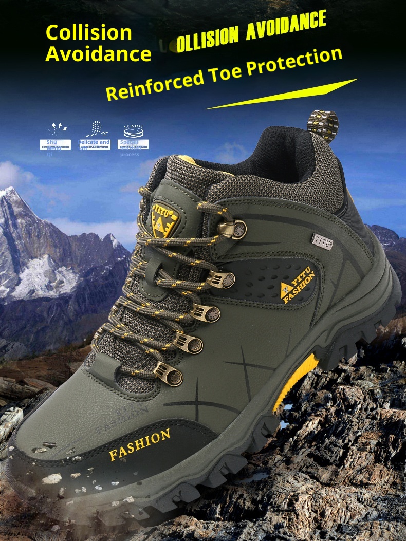 ShoeGlobe 2024 New Hiking For Men, Autumn Outdoor Shoes, Non-Slip, Wear-Resistant, Thick-Soled, Waterproof Travel Shoes_voghion.com