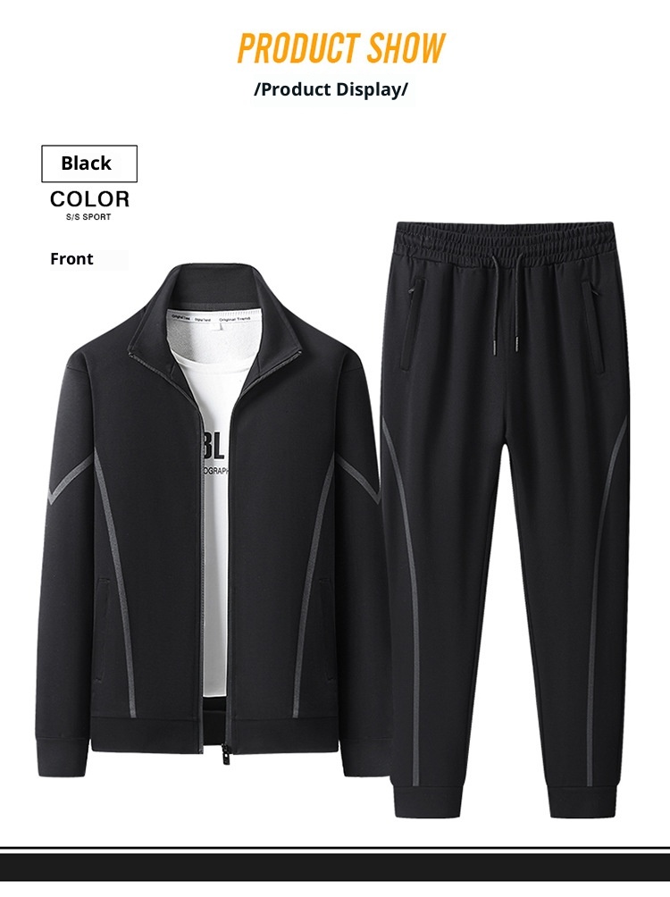 001 Men's Sports Suit Spring And Autumn Cardigan Fashion Casual Sweatshirt Plus Size Zipper Running Breathable Comfortable_voghion.com