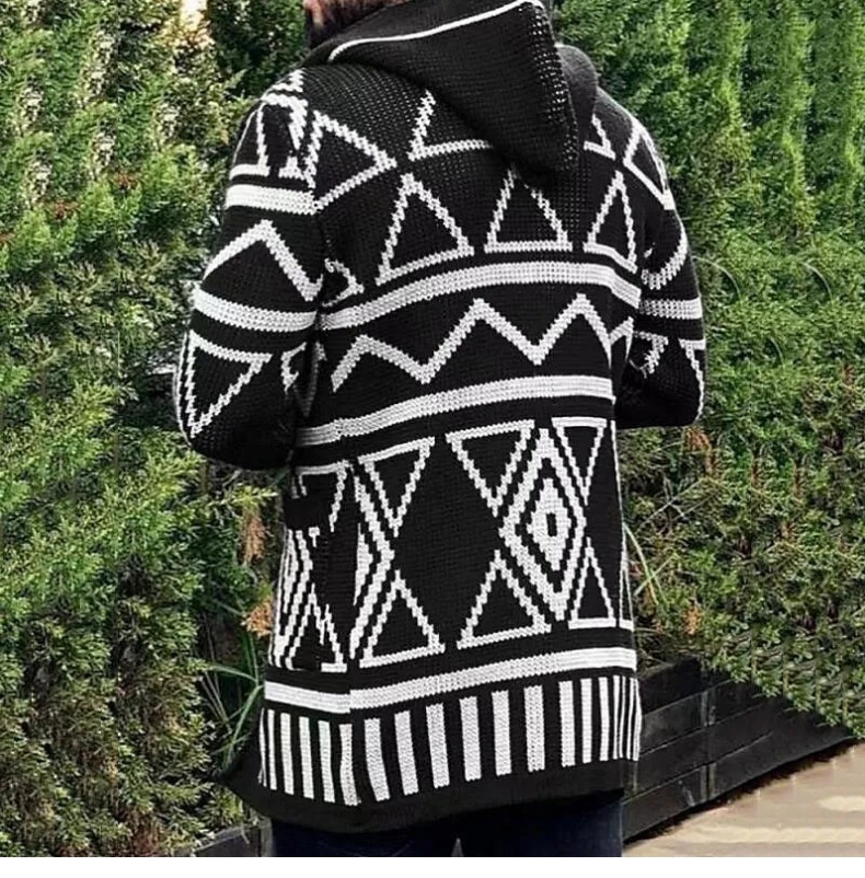 1 Neuer Herren-Cardigan im europäischen und amerikanischen Stil für Herbst und Winter, mittellang, Jacquard-Strickjacke SY0066_voghion.com