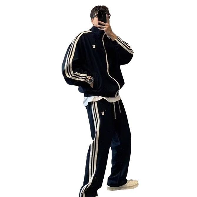 001 2024 Giacca casual invernale da uomo, stile coreano, alla moda, con colletto alla coreana, stile due pezzi, stile sportivo per studenti_voghion.com